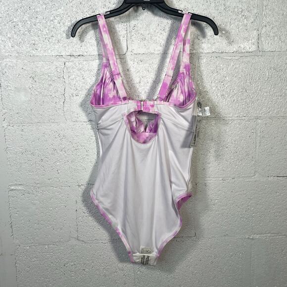 California Sunshine Juniors' Plus Size Tie-Dyed One-Piece Keyhole Swimsuit 0 - Picture 8 of 12